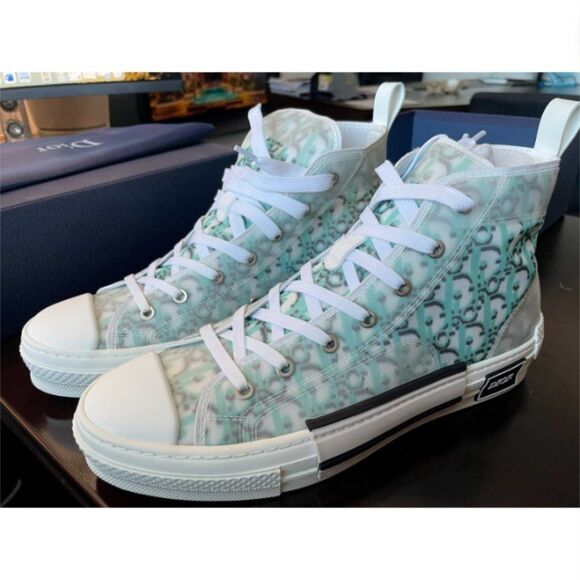 RARE NIB Dior B23 High Top Blue Oblique Pixel Transparency Sneaker - 45 - Picture 1 of 8